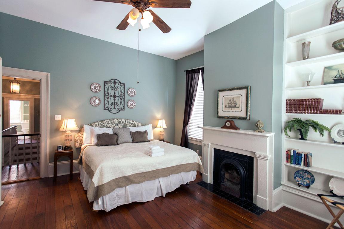 Antique furnishings carry the feeling of historic Savannah.