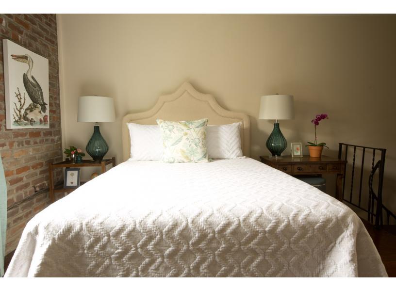 Chic bedding and decor.
