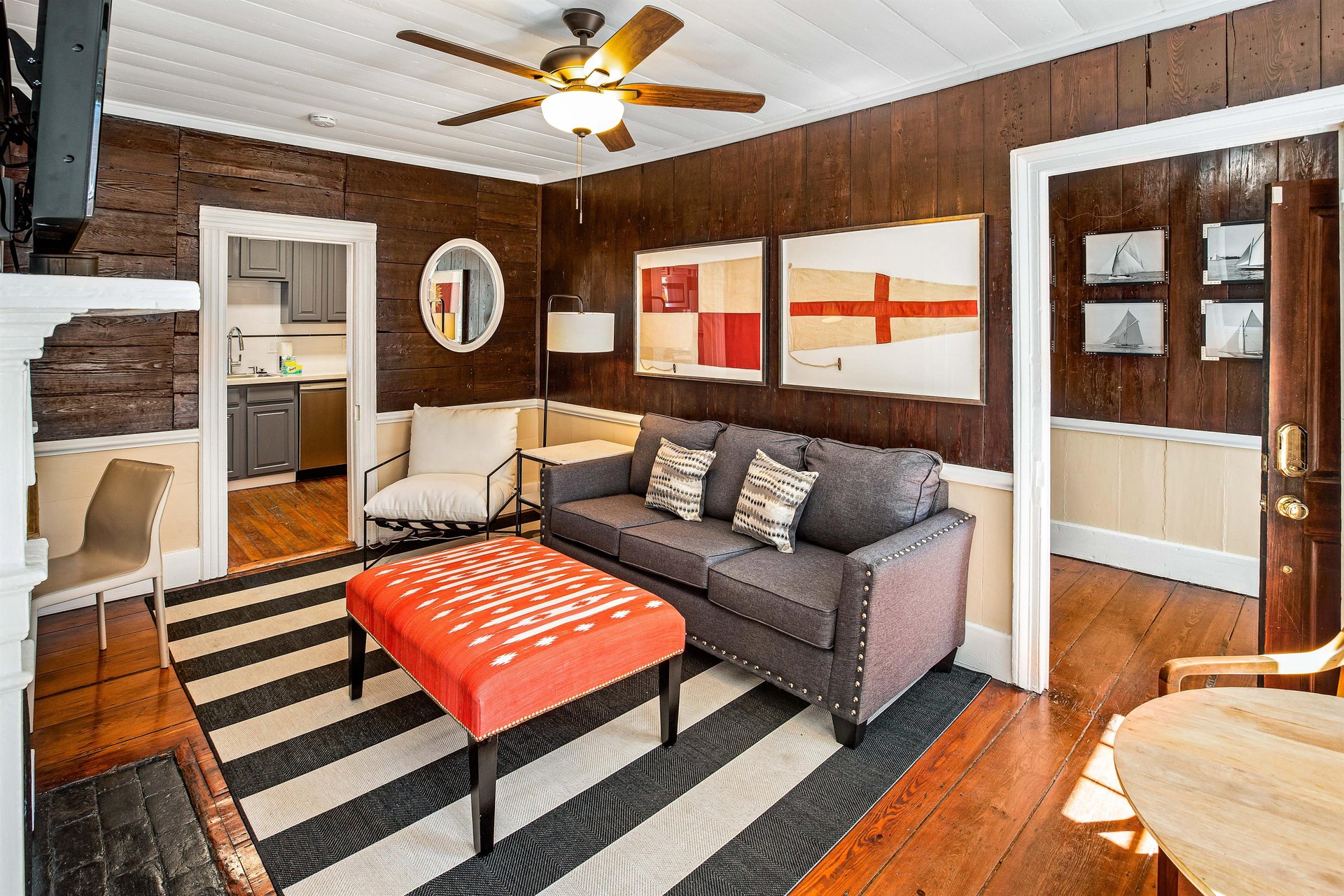 An ample amount of comfortable seating is offered for your party.