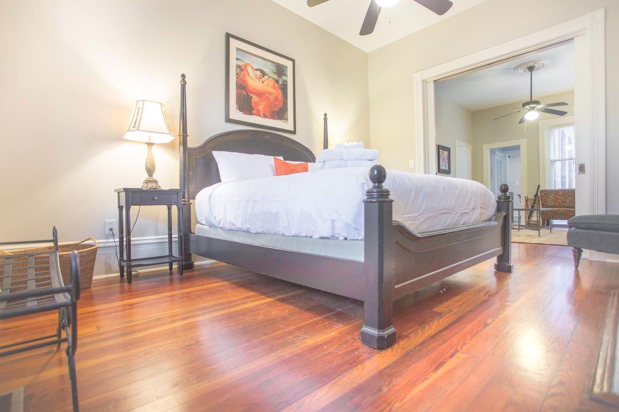 The original wood floors were kept and restored.
