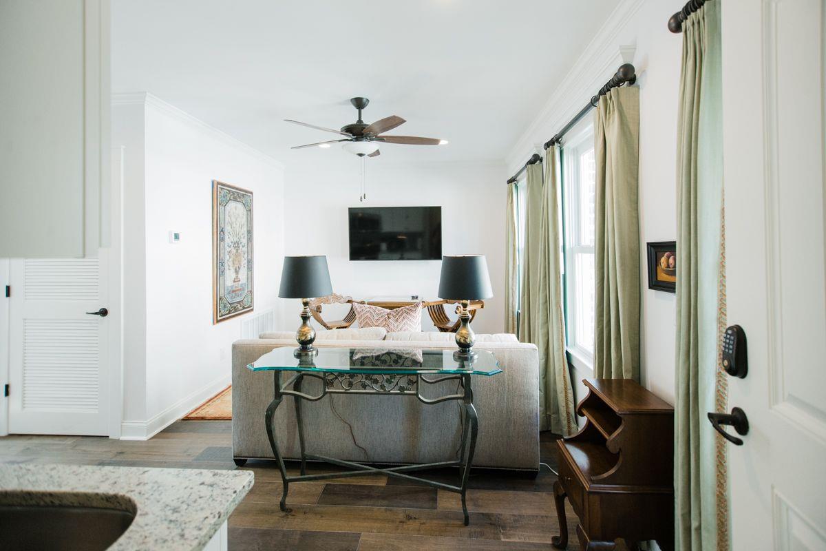 Enter your unique door code, and head into the bright carriage house.