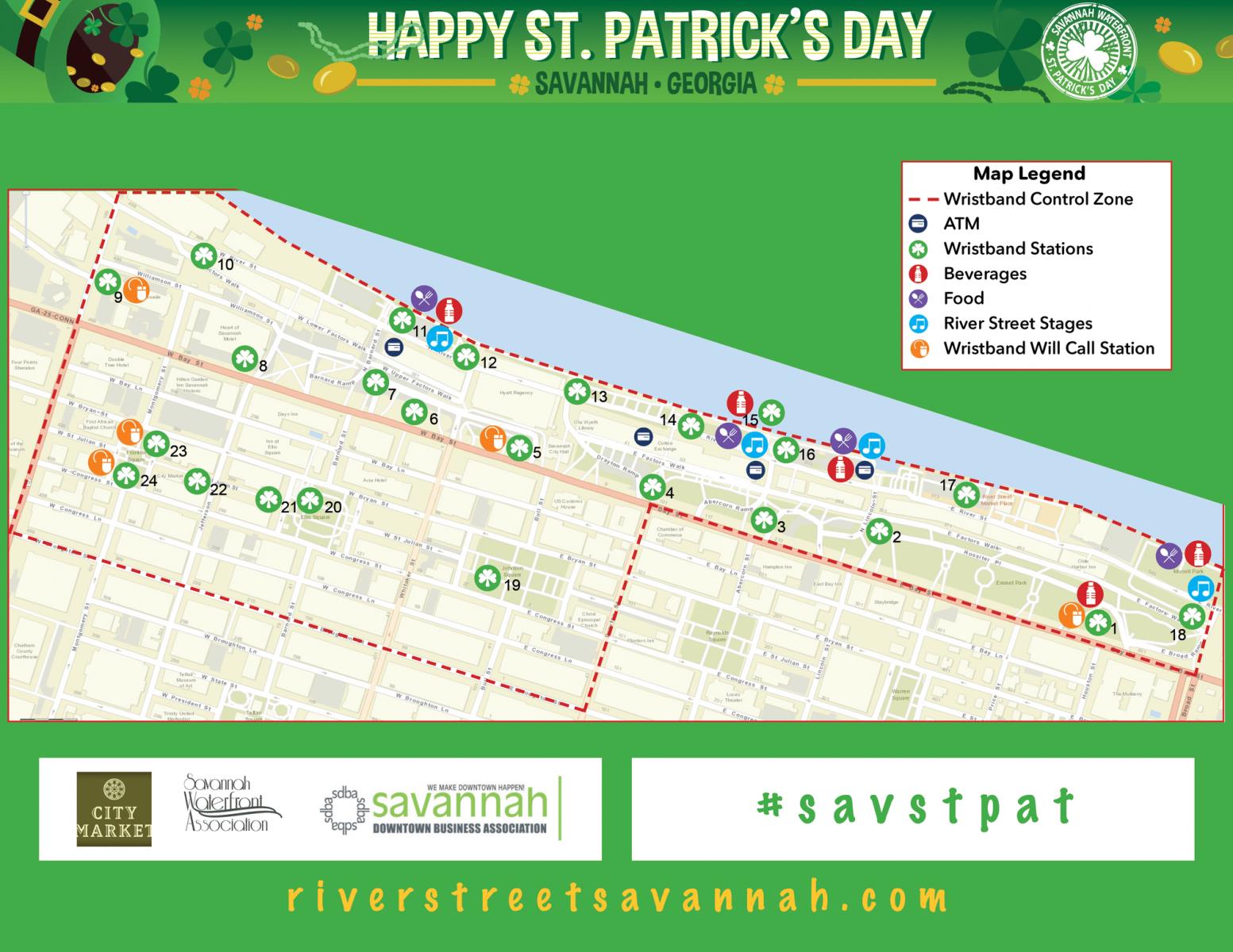 LuckySavannahStPatricksDayFestival2019wristbandmapFestivalZone