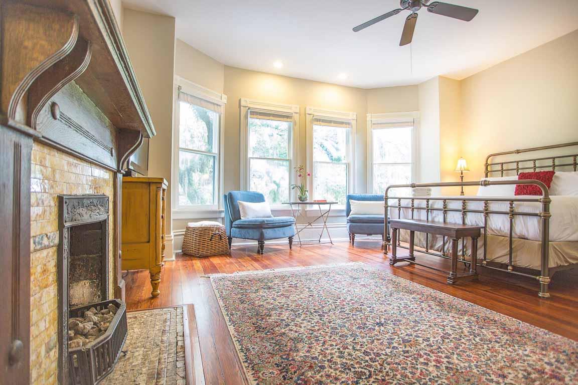 The fireplace  now decorative  is original to the building.