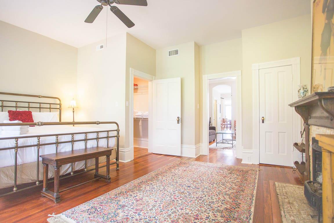 View of the bedroom leading into the living room.