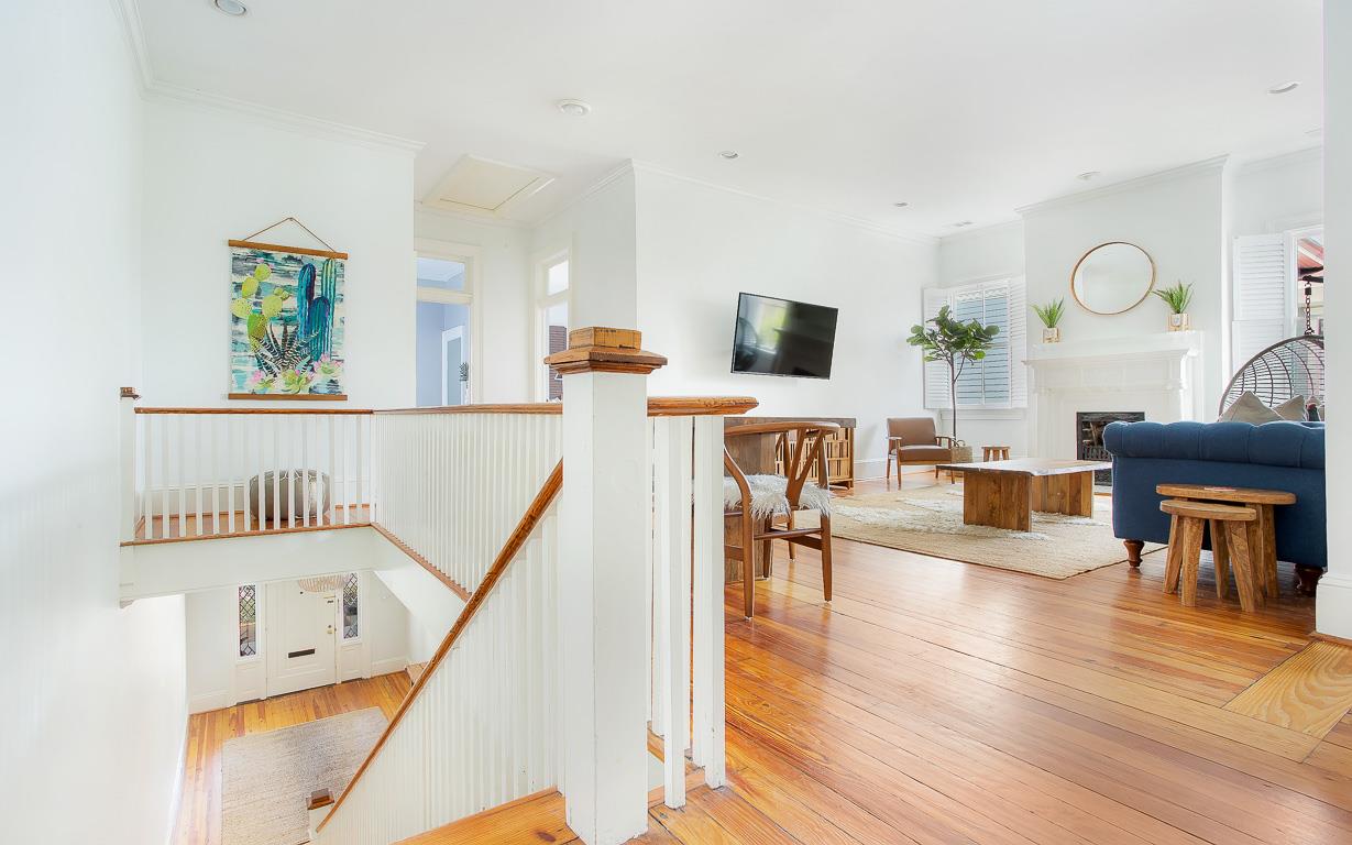 Walk into the crisp, white inviting space.