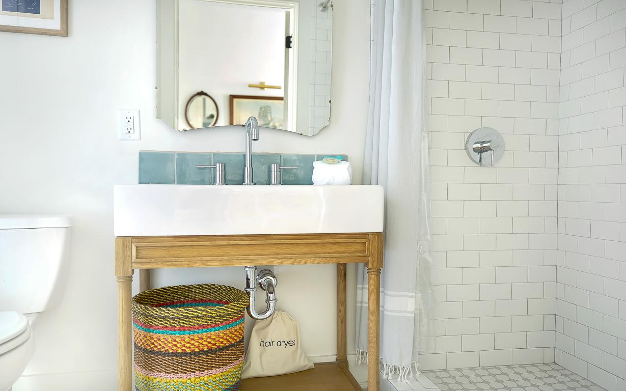 Store laundry and toiletries below.