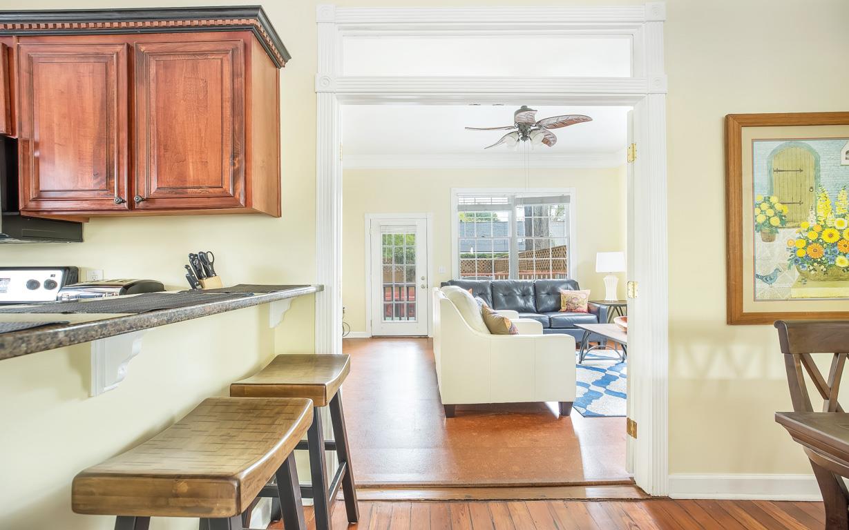 Towards the back of the house, a casual living room.