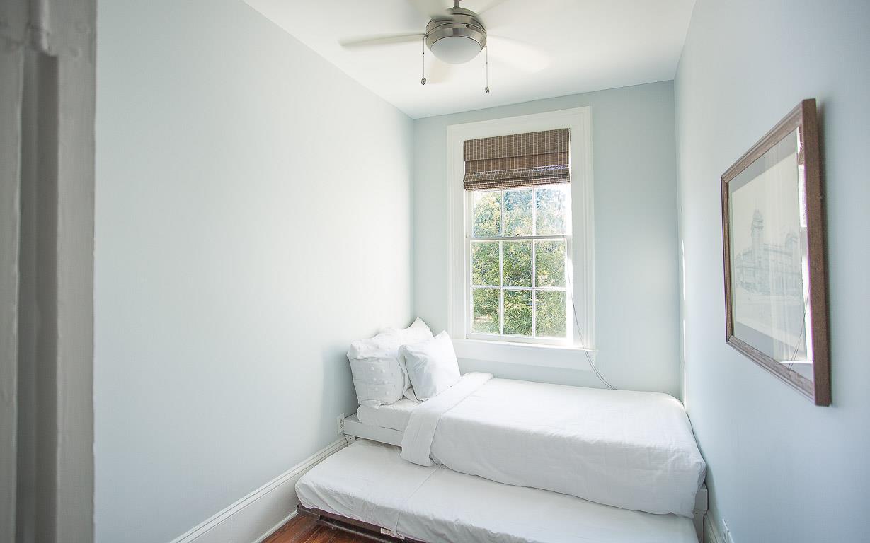 The reading nook turns into a twin with trundle  ideal for children.