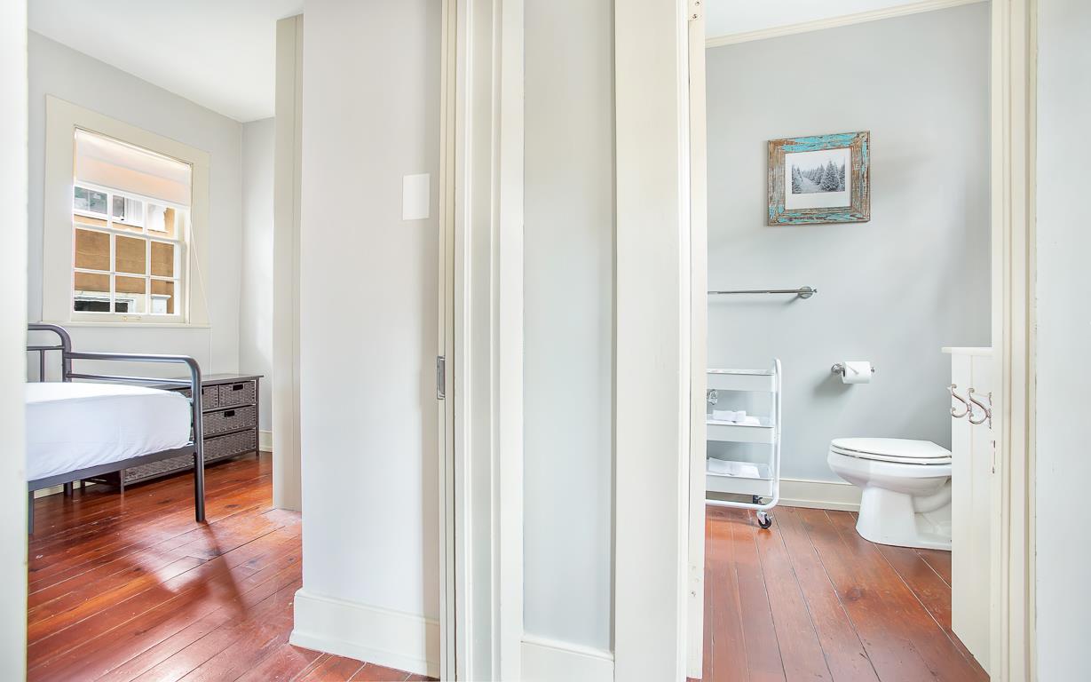 The first bedroom offers a twin size bed.