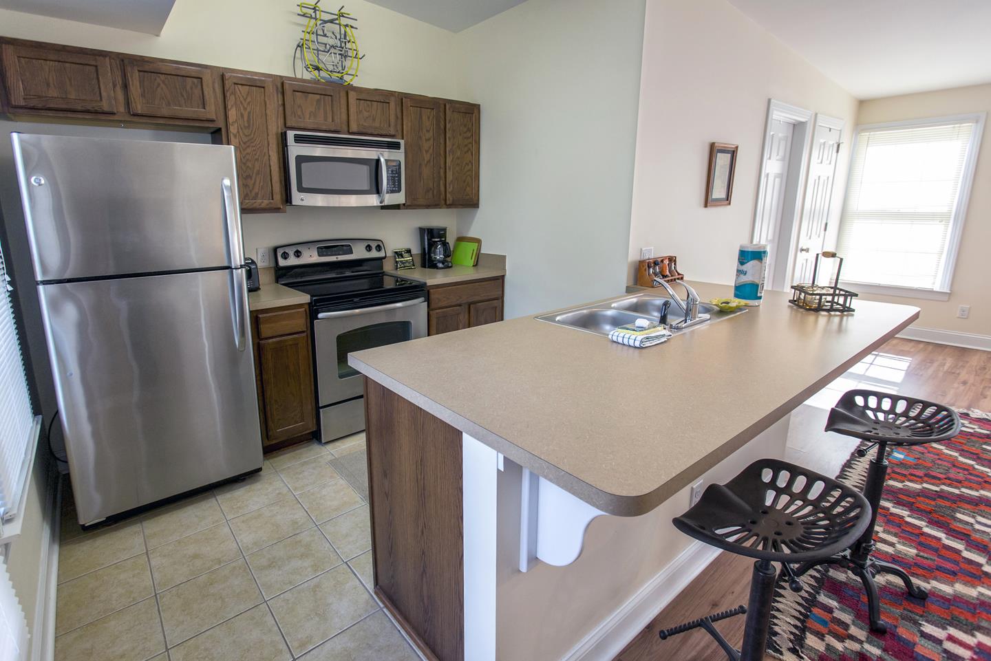A second fully equipped kitchen in the carriage house.