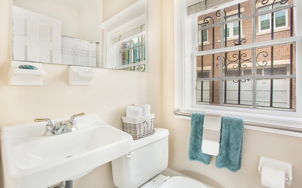 The full bath is just off the kitchen.