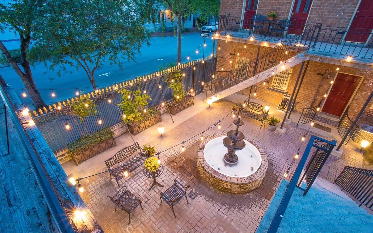 Enjoy the shared courtyard each night.