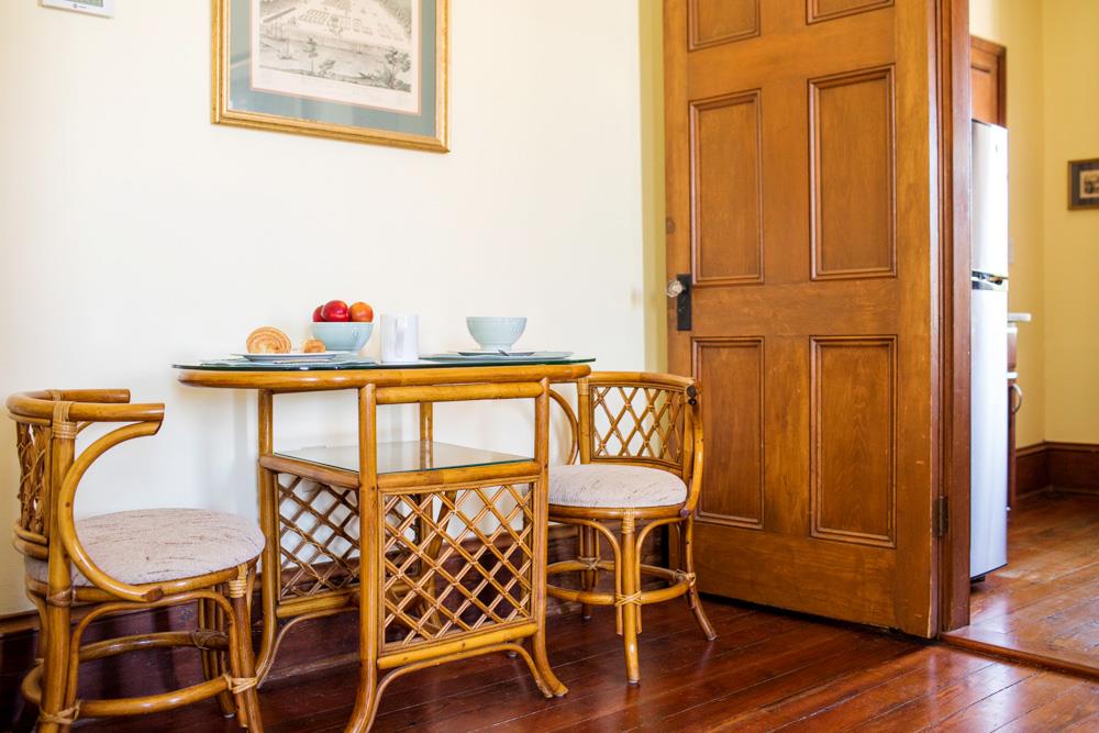 View of the breakfast table just outside the kitchen.