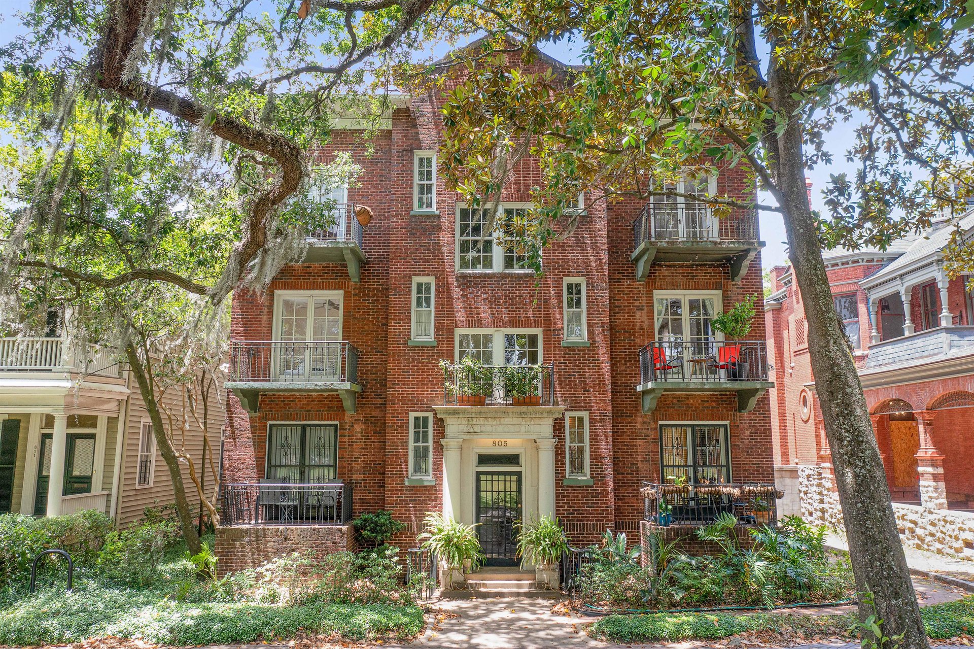 This beautiful apartment building stands out from the rest right off of Whitaker Street.