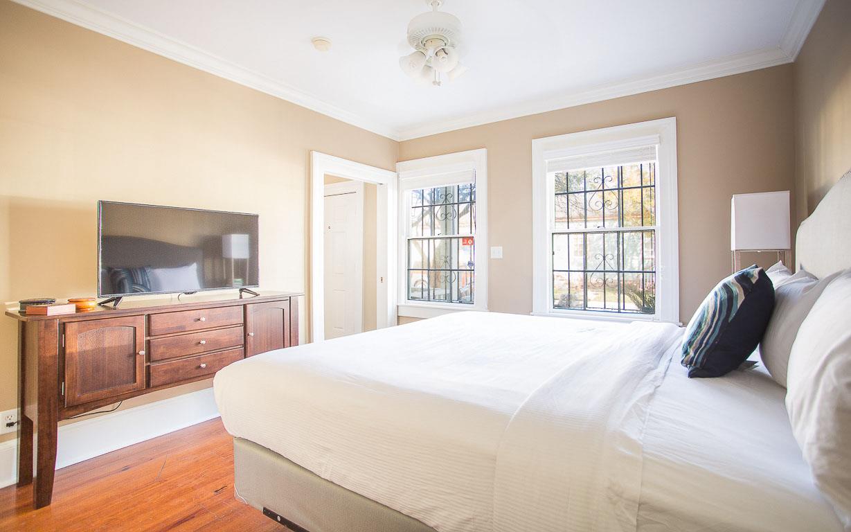 The guest room is just off of the foyer.