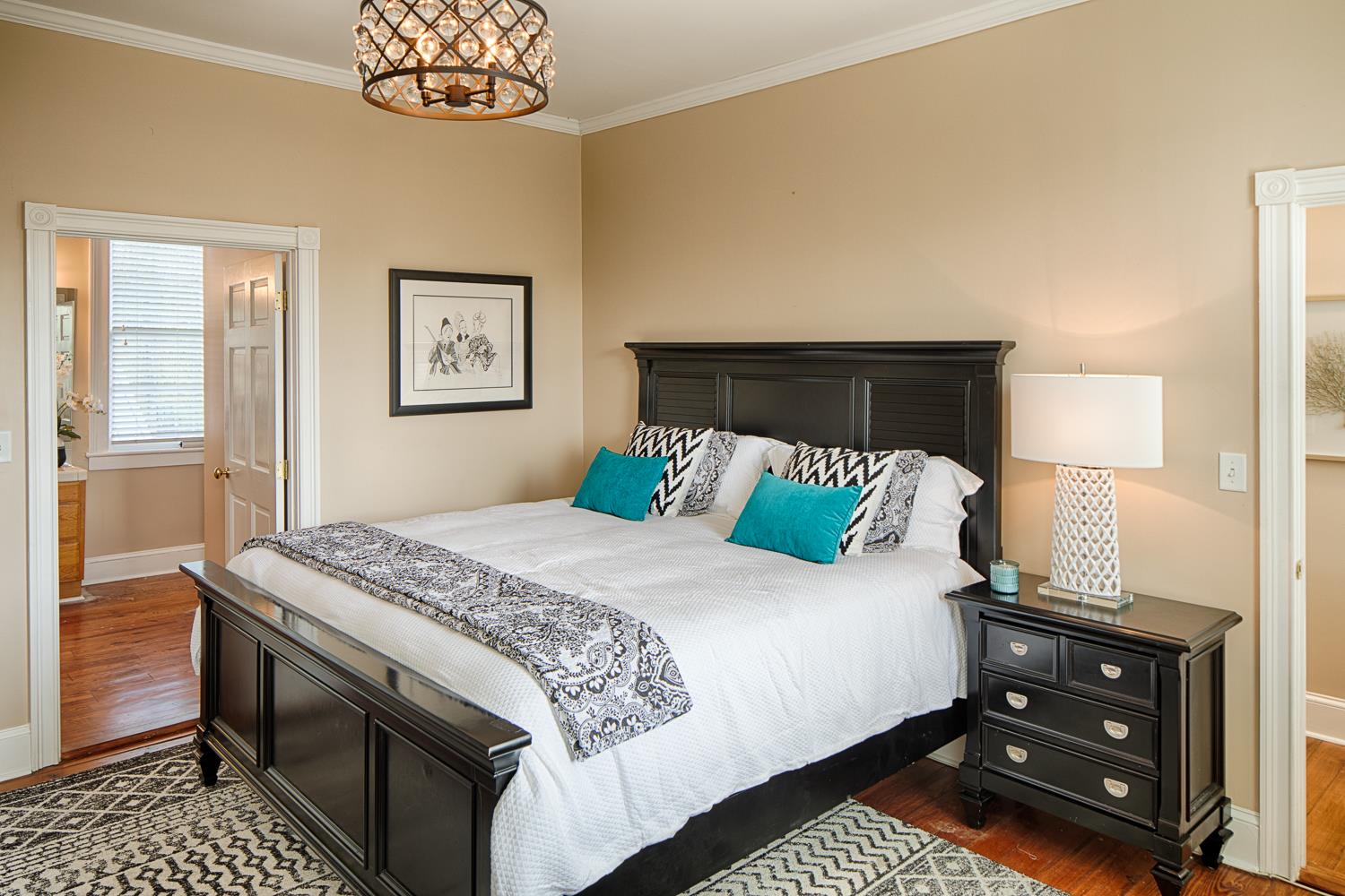 Upstairs, the first bedroom.