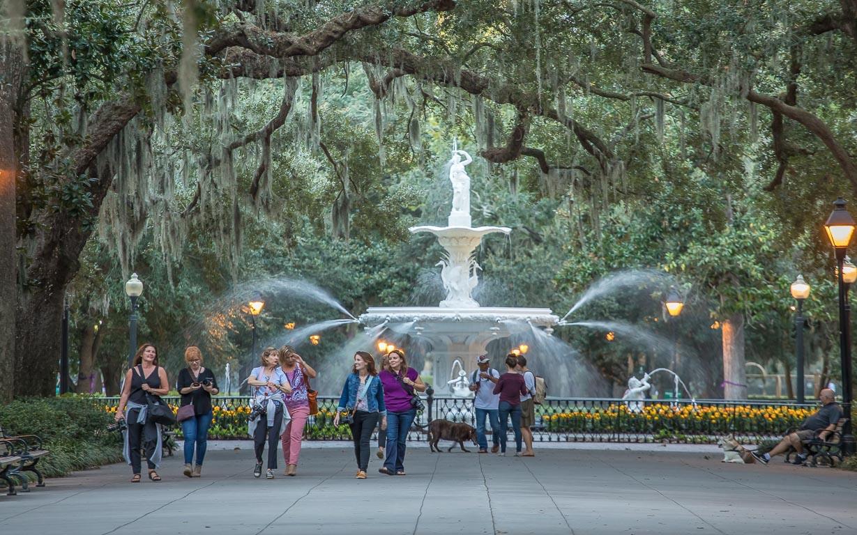 The famous Fountain at Forsyth Park is just one block South.
