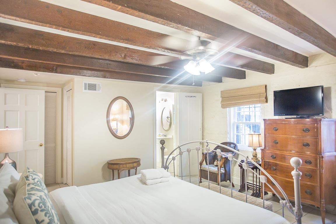 Enjoy free cable TV from the bed.