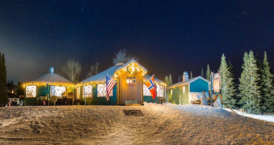 Arrive by sleigh, dine on the mountain — The Viking Yurt is Park Citys most unforgettable dinner experience. Viking Yurt restaurant sleigh ride dinner Park City Mountain Resort