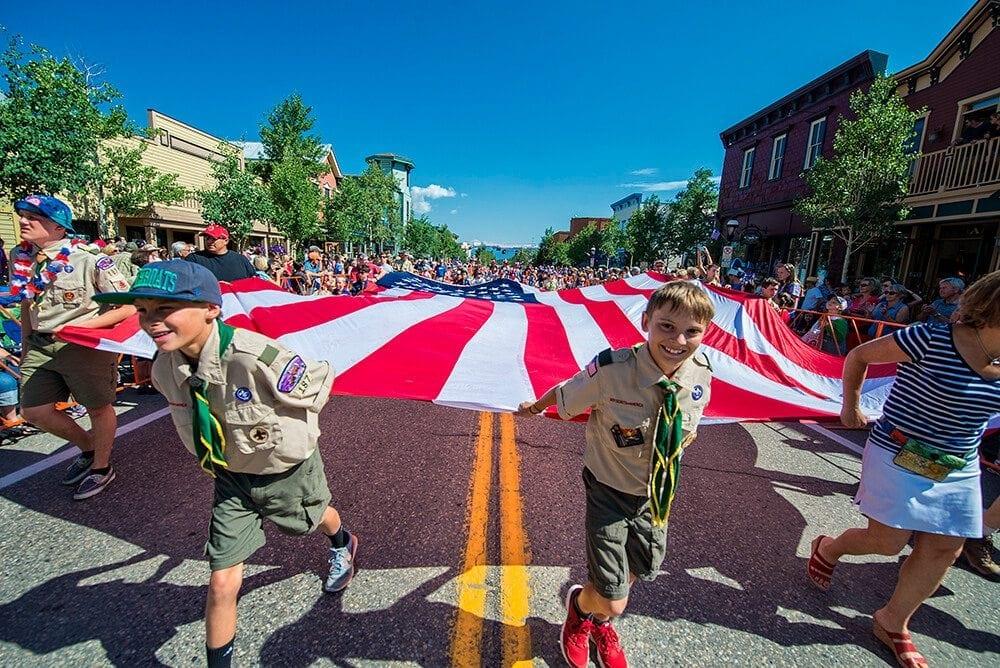 Boys Scouts at Fourth of July Parade in Brec