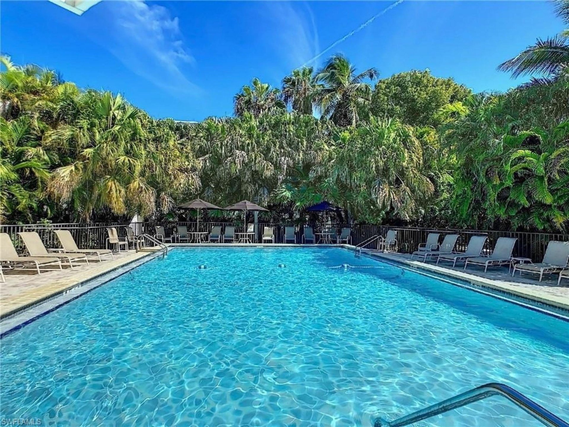 The swimming pool at Island Beach Club in Sanibel, Florida