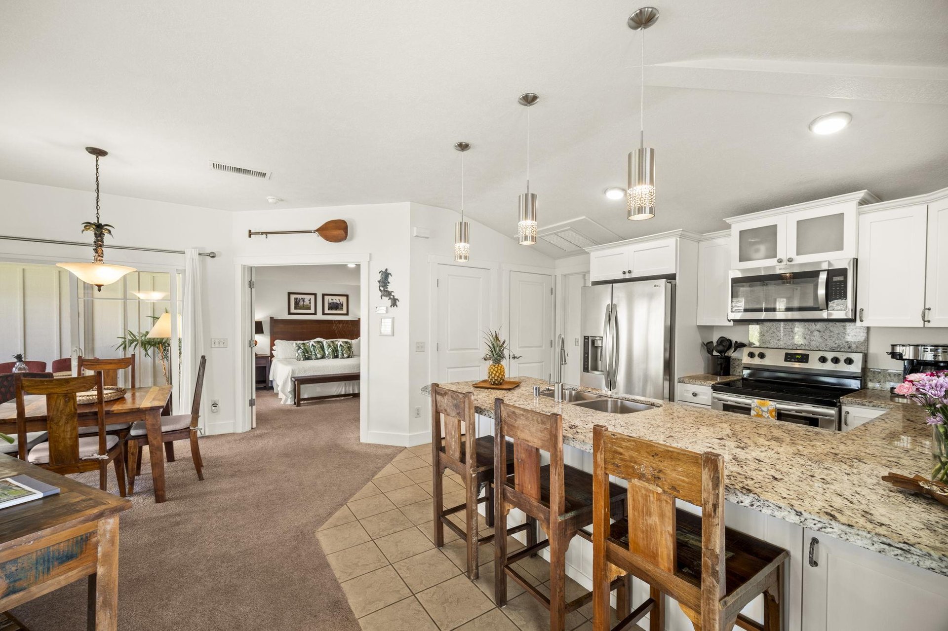 Kitchen area and dining area