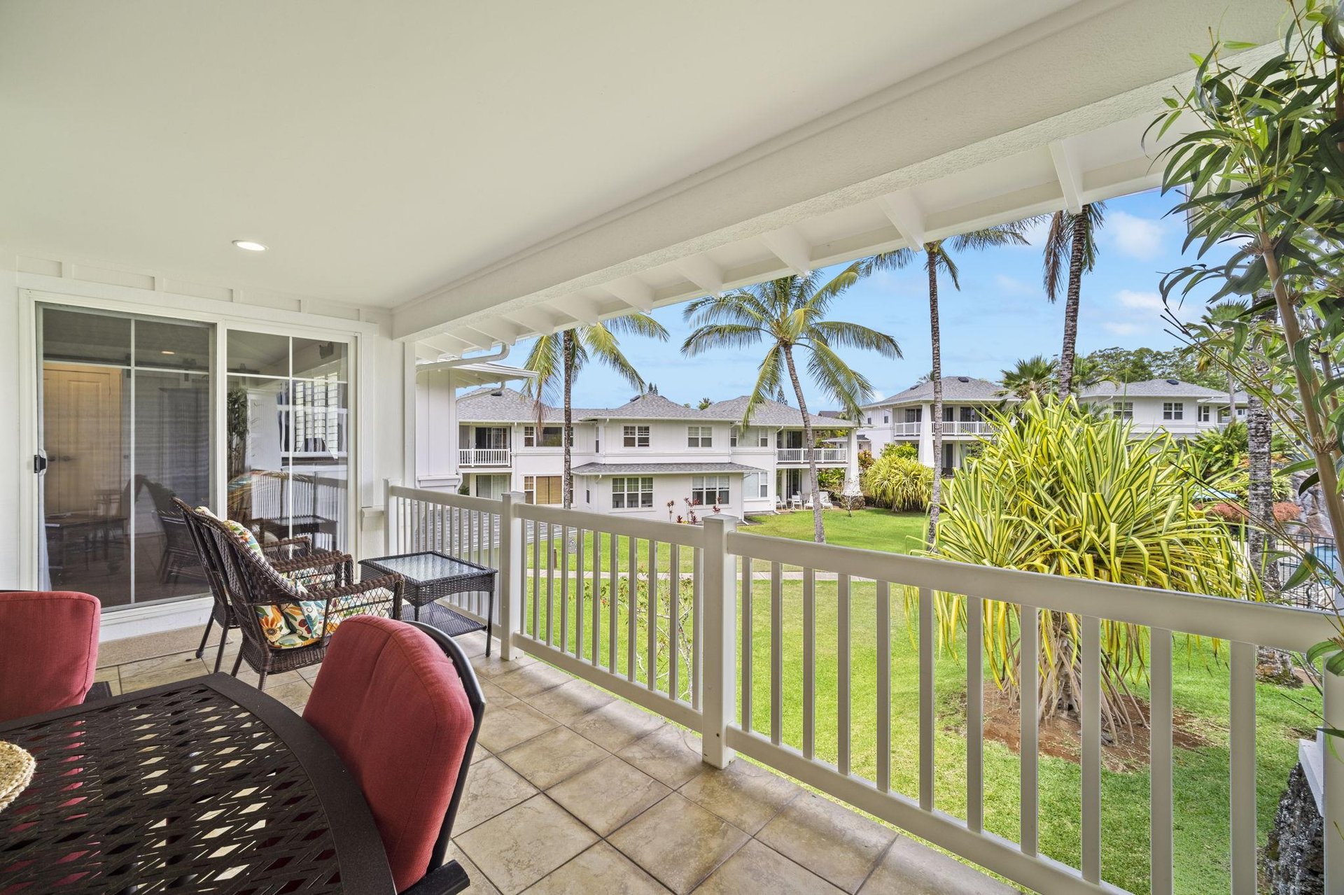 Overlooking the complex and pool area