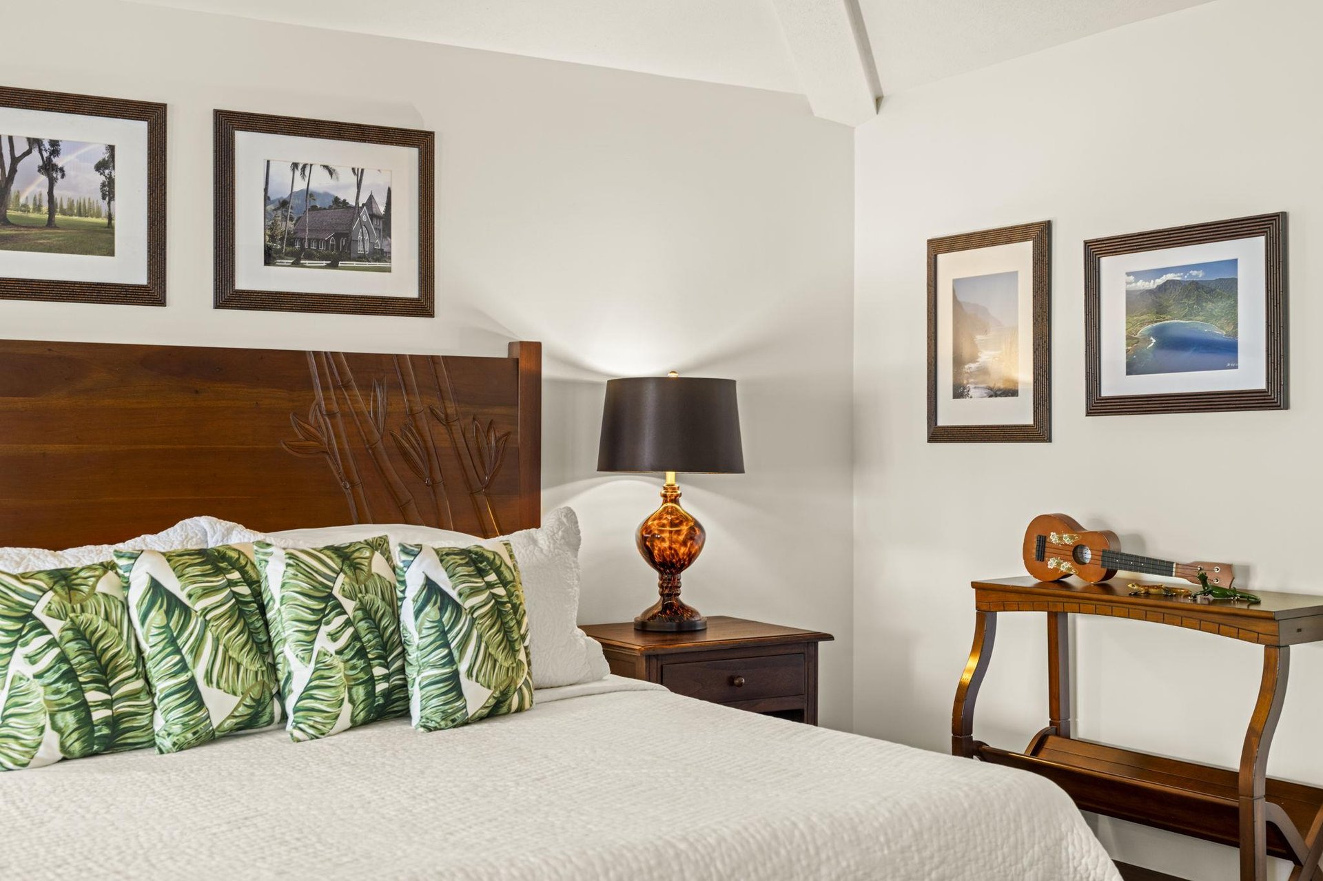 Master bedroom artful Hawaiian decor