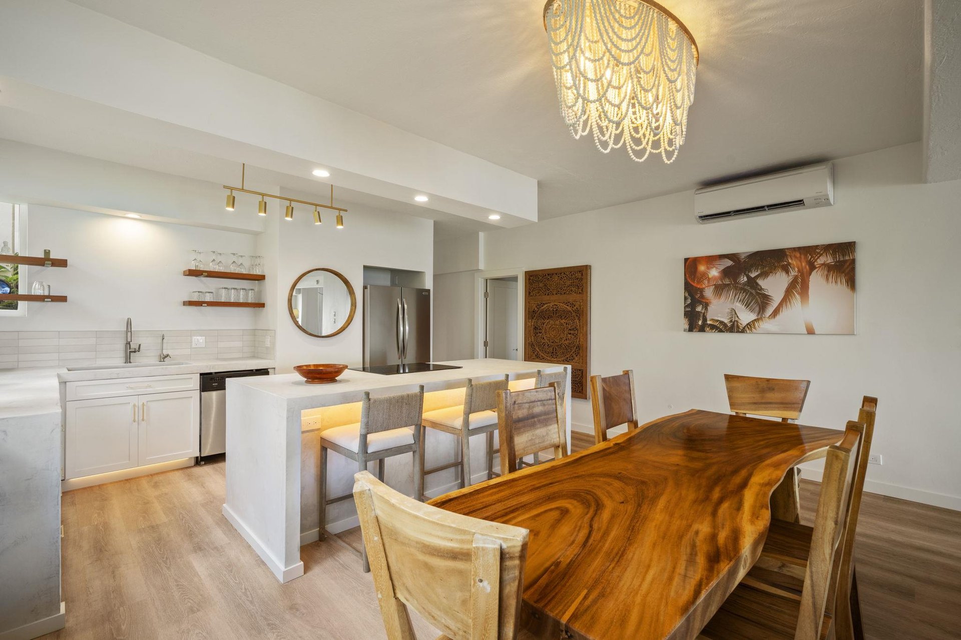 A beautiful wood dining table