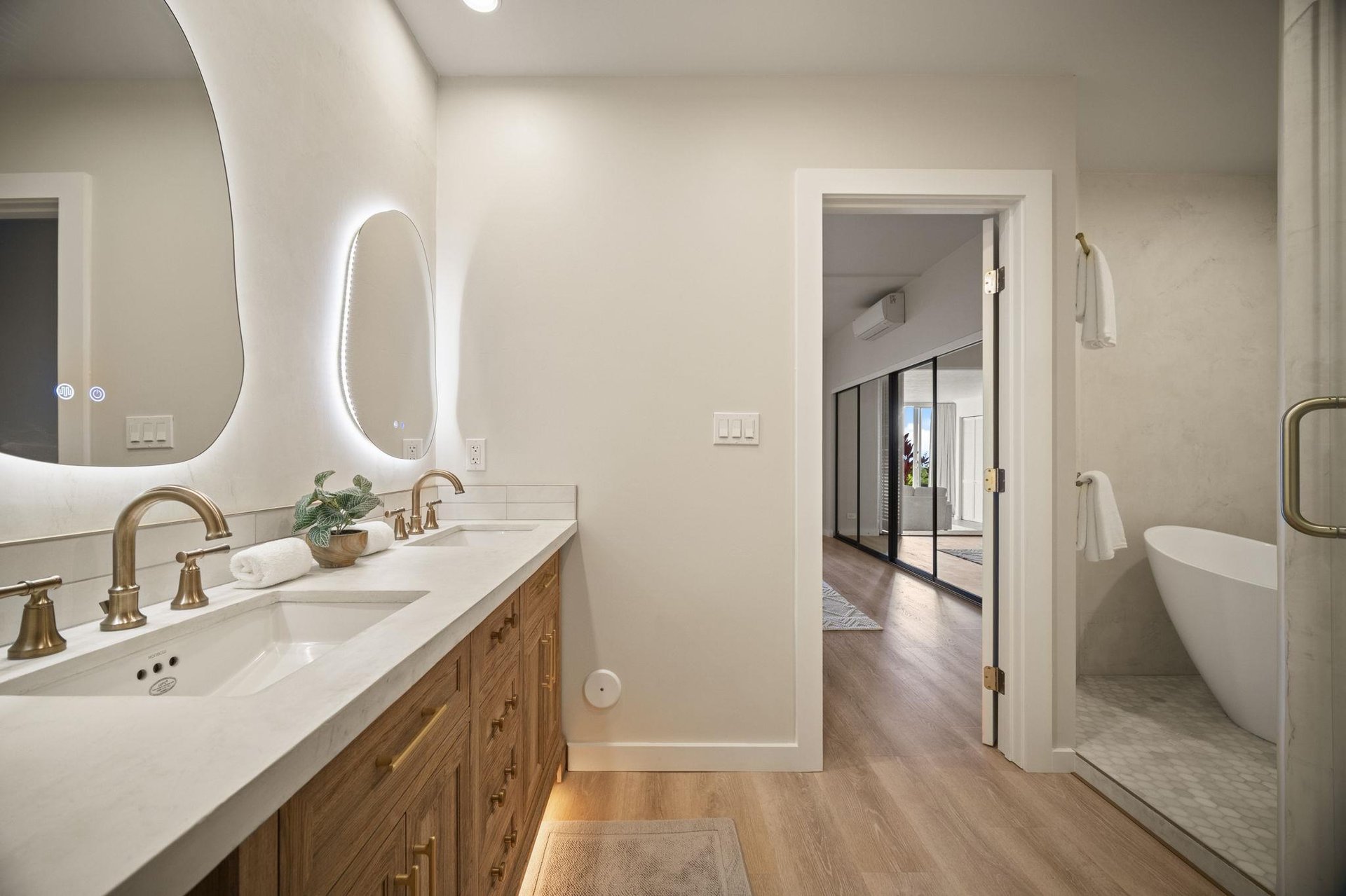 Master bathroom with dual sinks