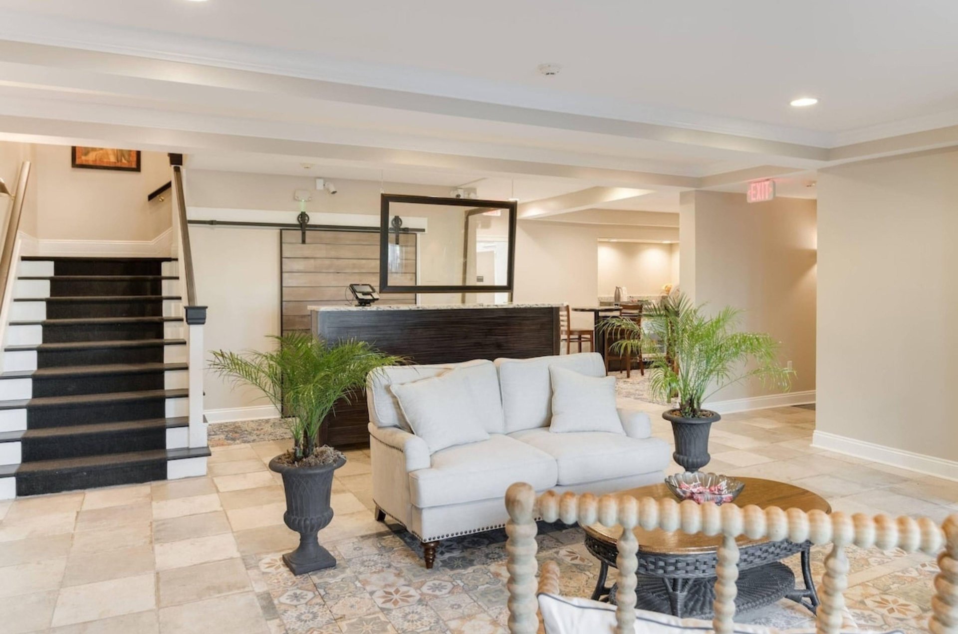 The boutique hotel lobby in Port St. Joe