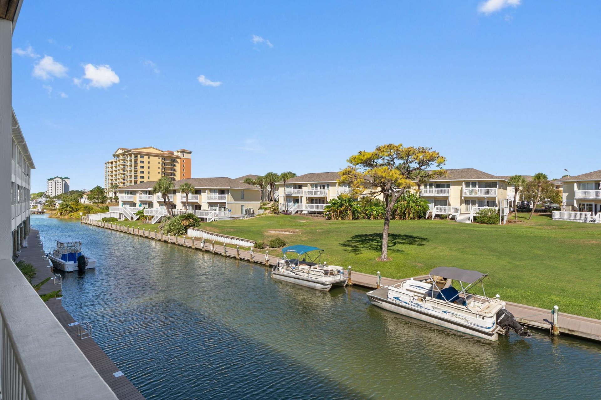Balcony view facing canal where your boat can be docked
