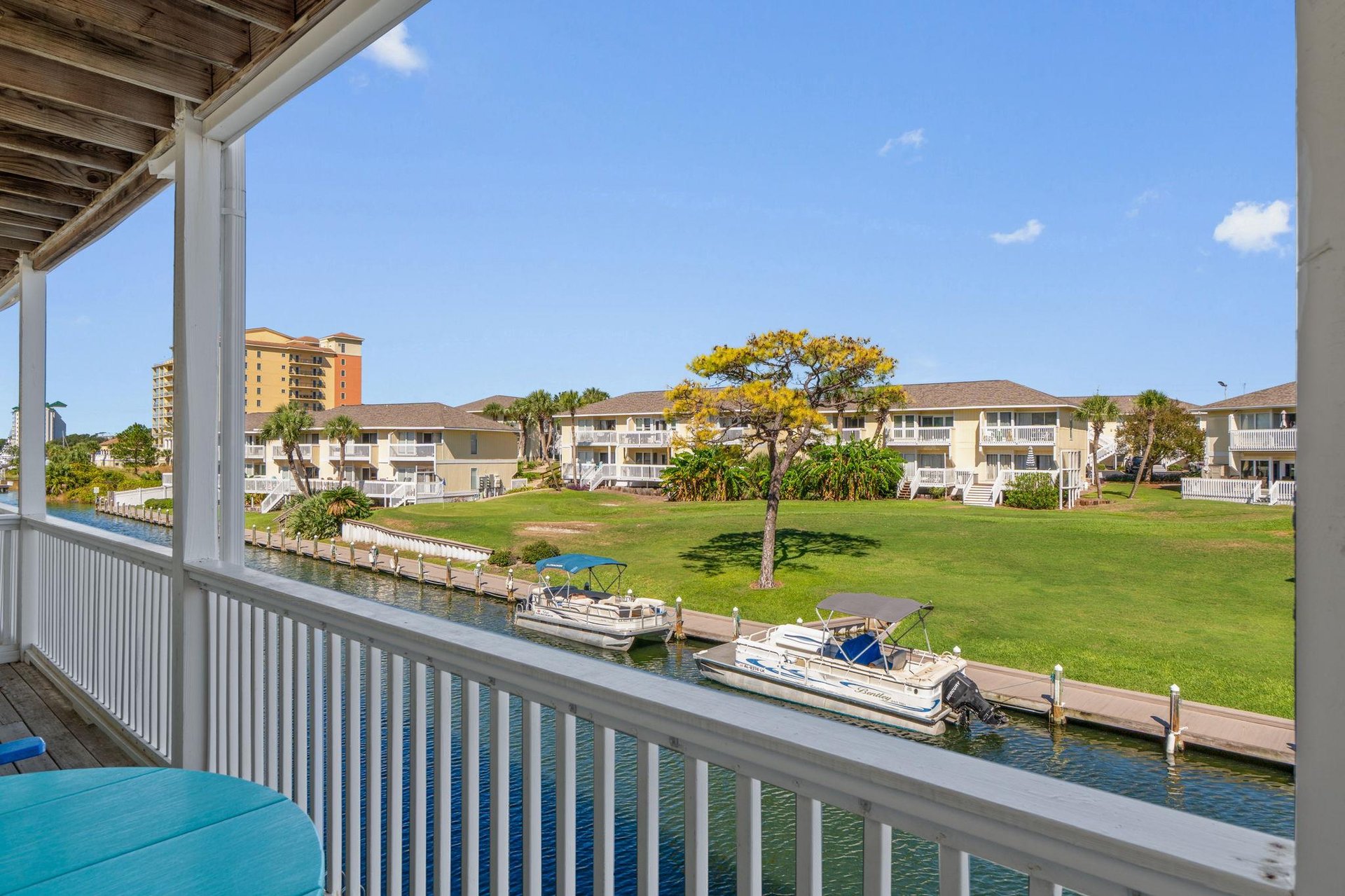 Balcony view facing canal where your boat can be docked