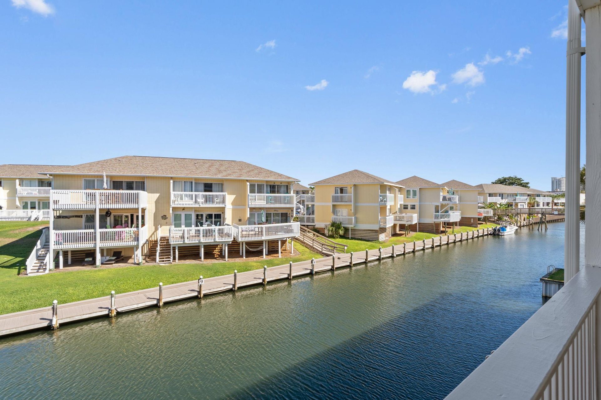 Balcony view facing canal where your boat can be docked