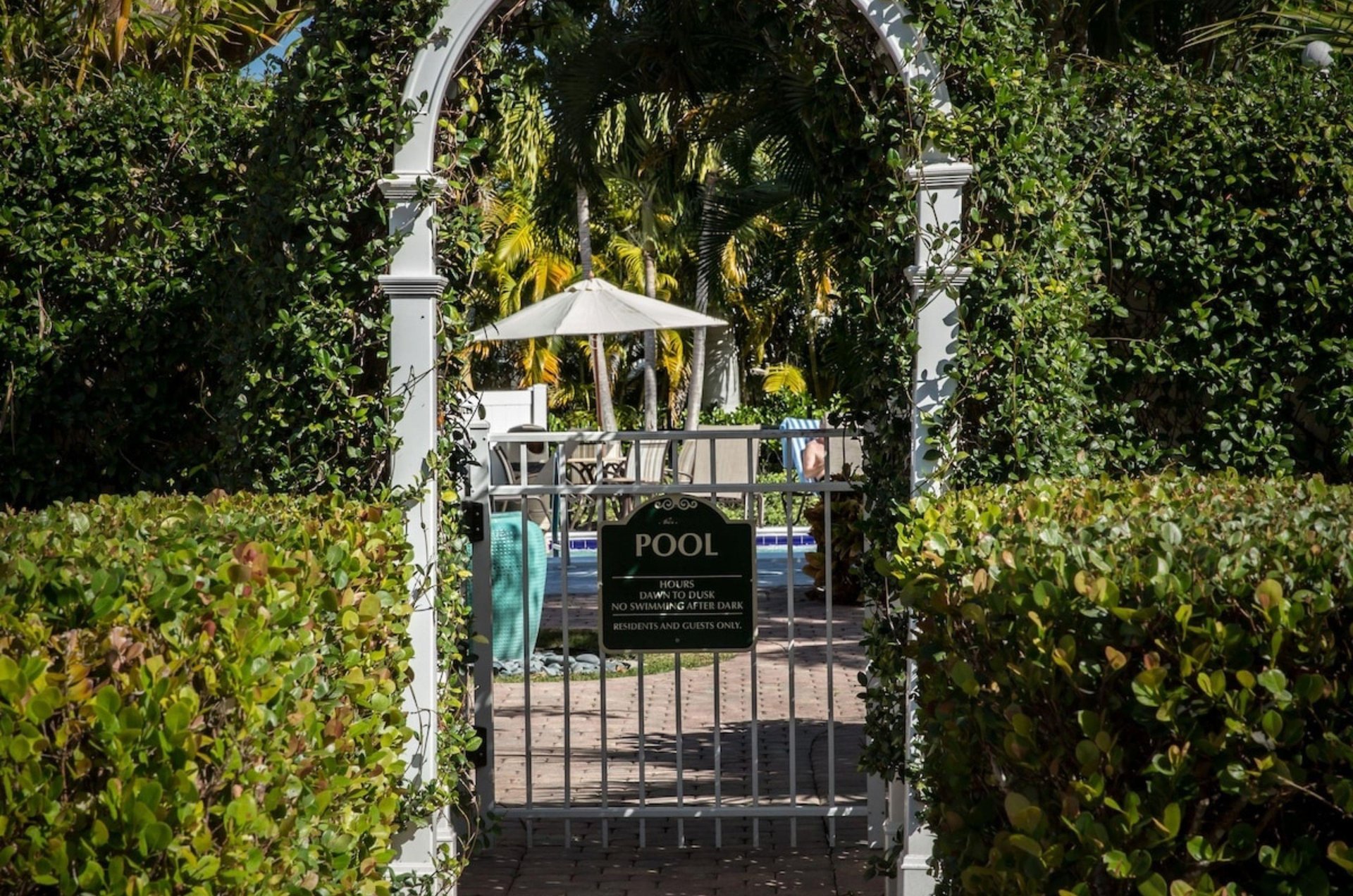 The gated pool at Olde Marco Inn and Suites in Florida