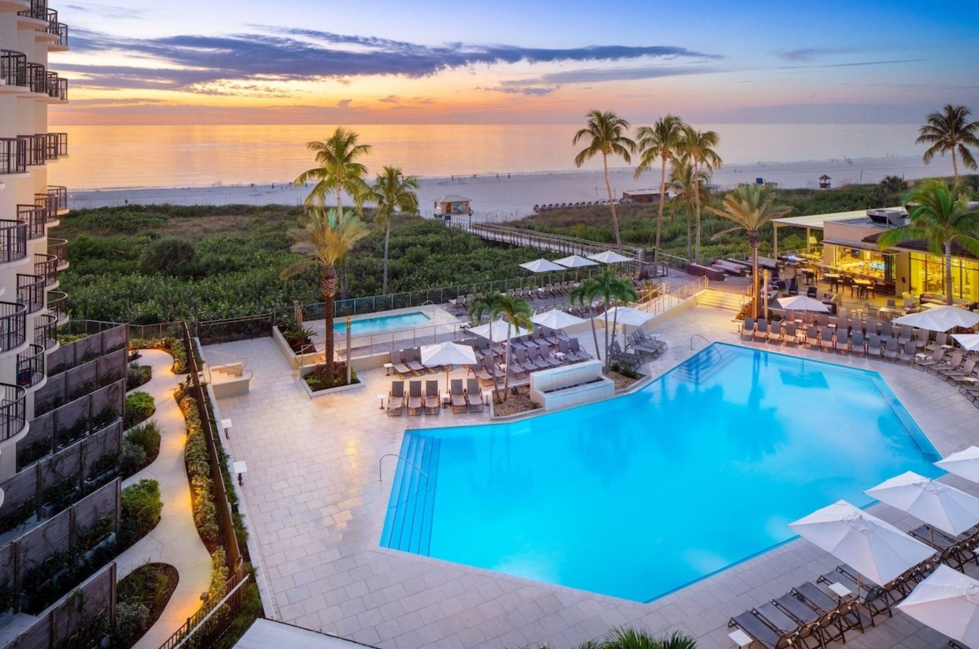 A view of the pool and the beach at Hilton Marcio Island Beach Resort and Spa