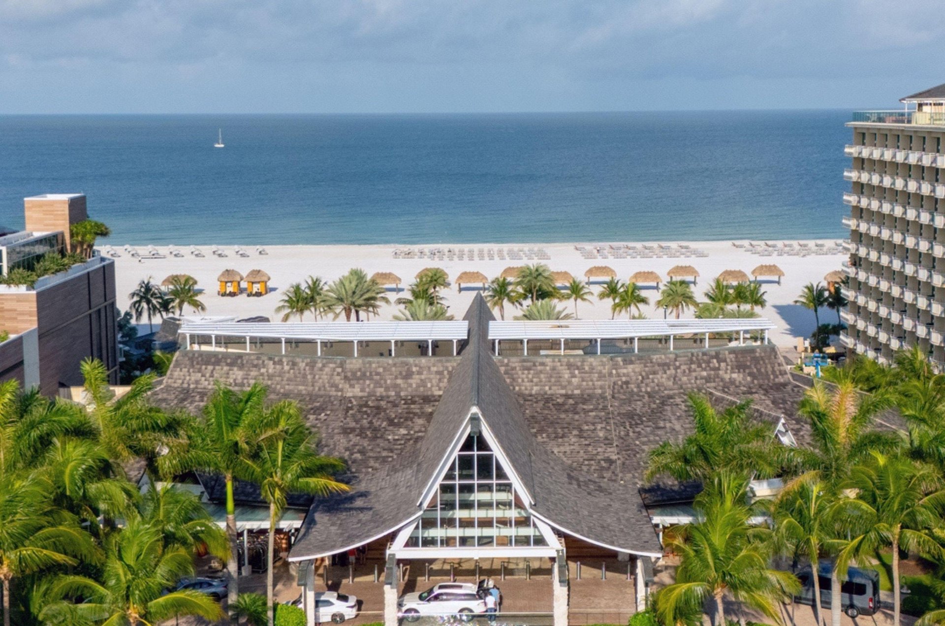 A view of the beach and Gulf from the resort on Marco Island, Florida