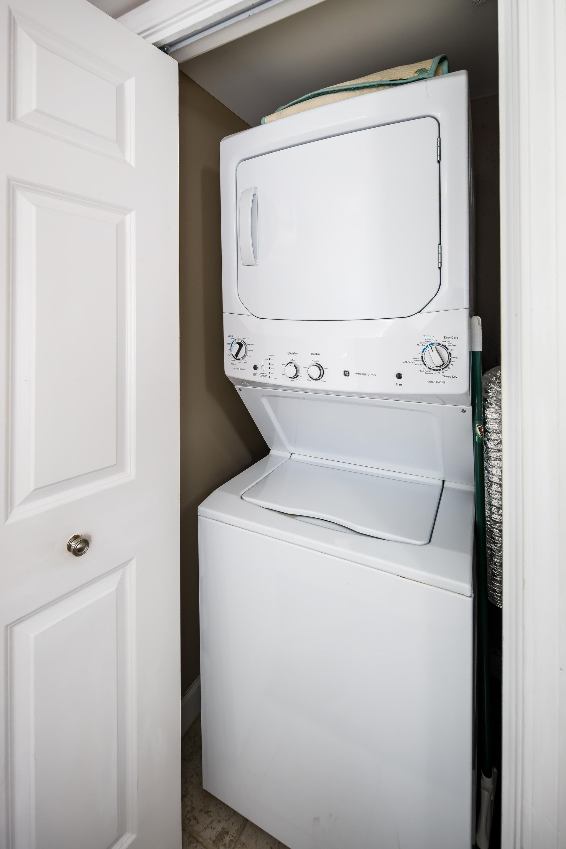 A stacked washerdryer unit is located in the condo for your convenience.