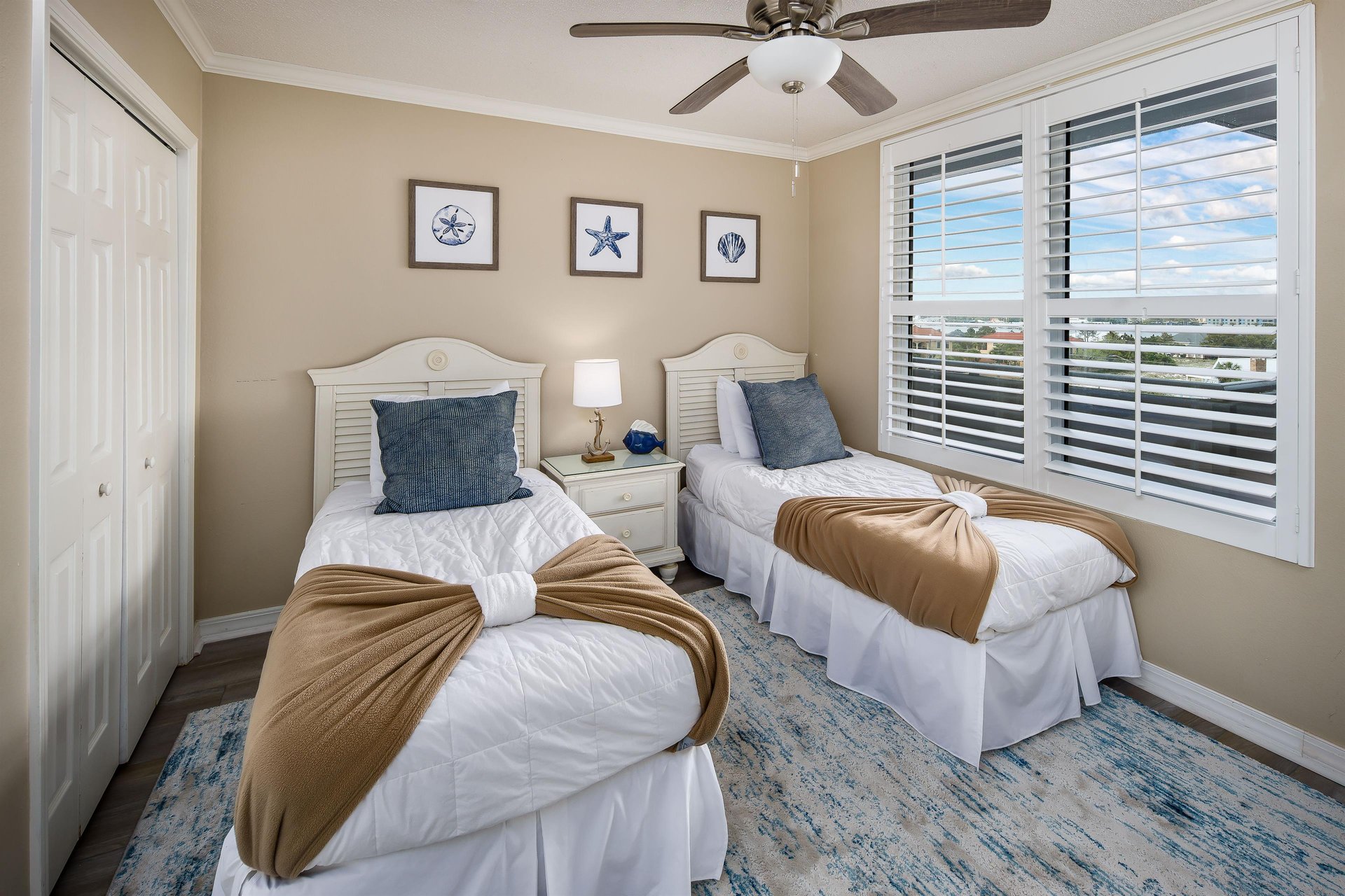 Stylish twin size beds.