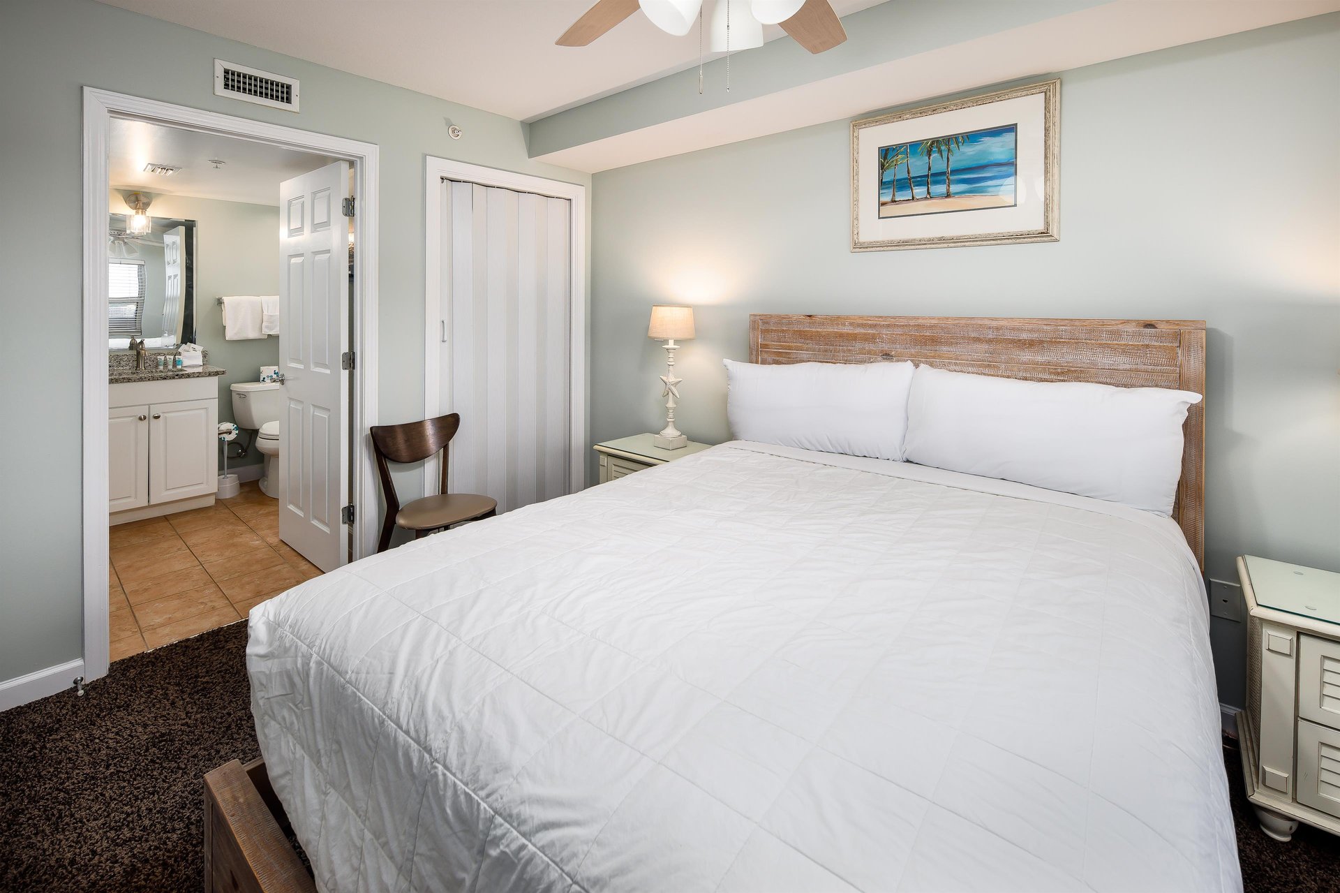 Direct entrance to the second bath from guest bedroom also the hallway.