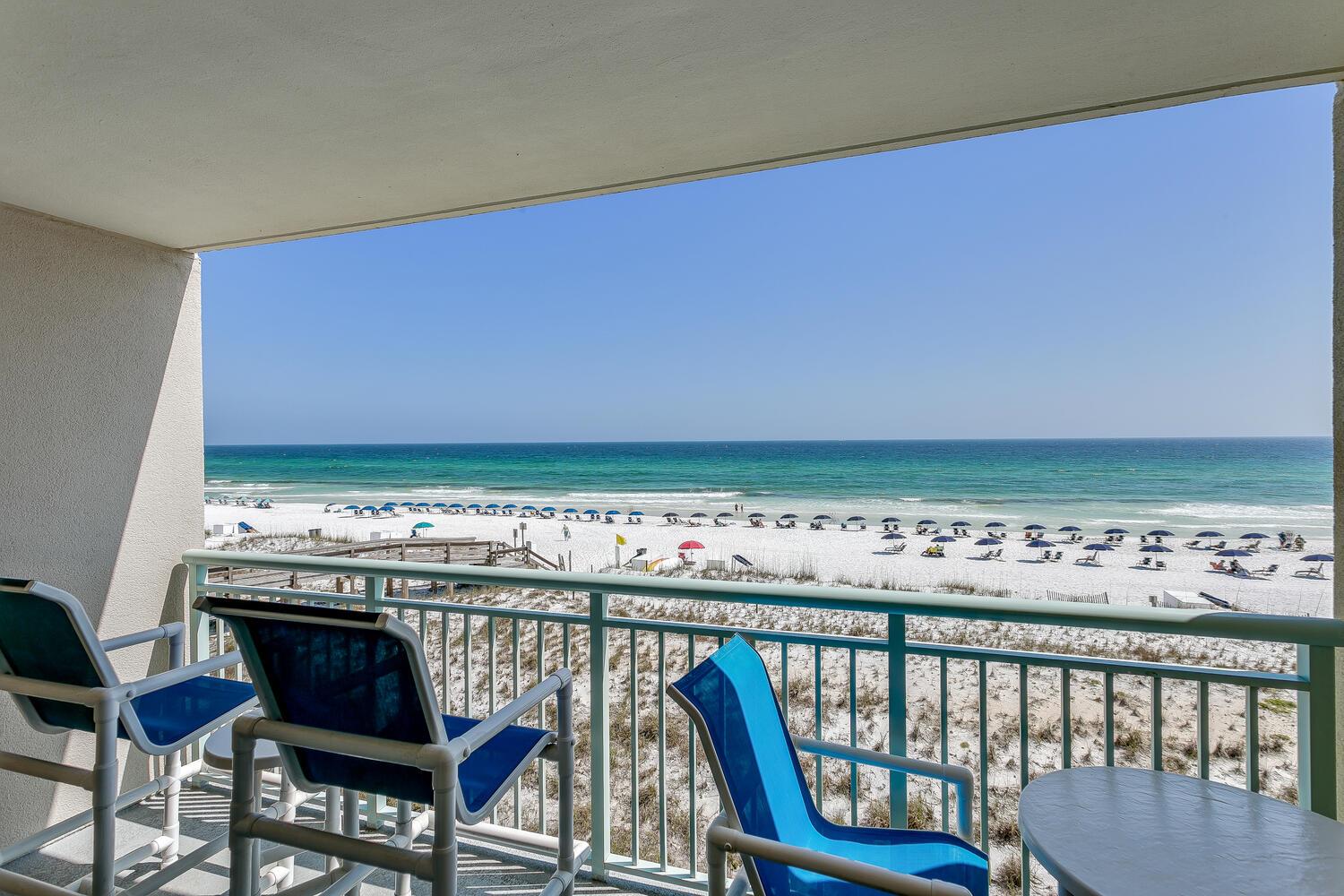 Cozy furniture to sit back, relax, and enjoy the view