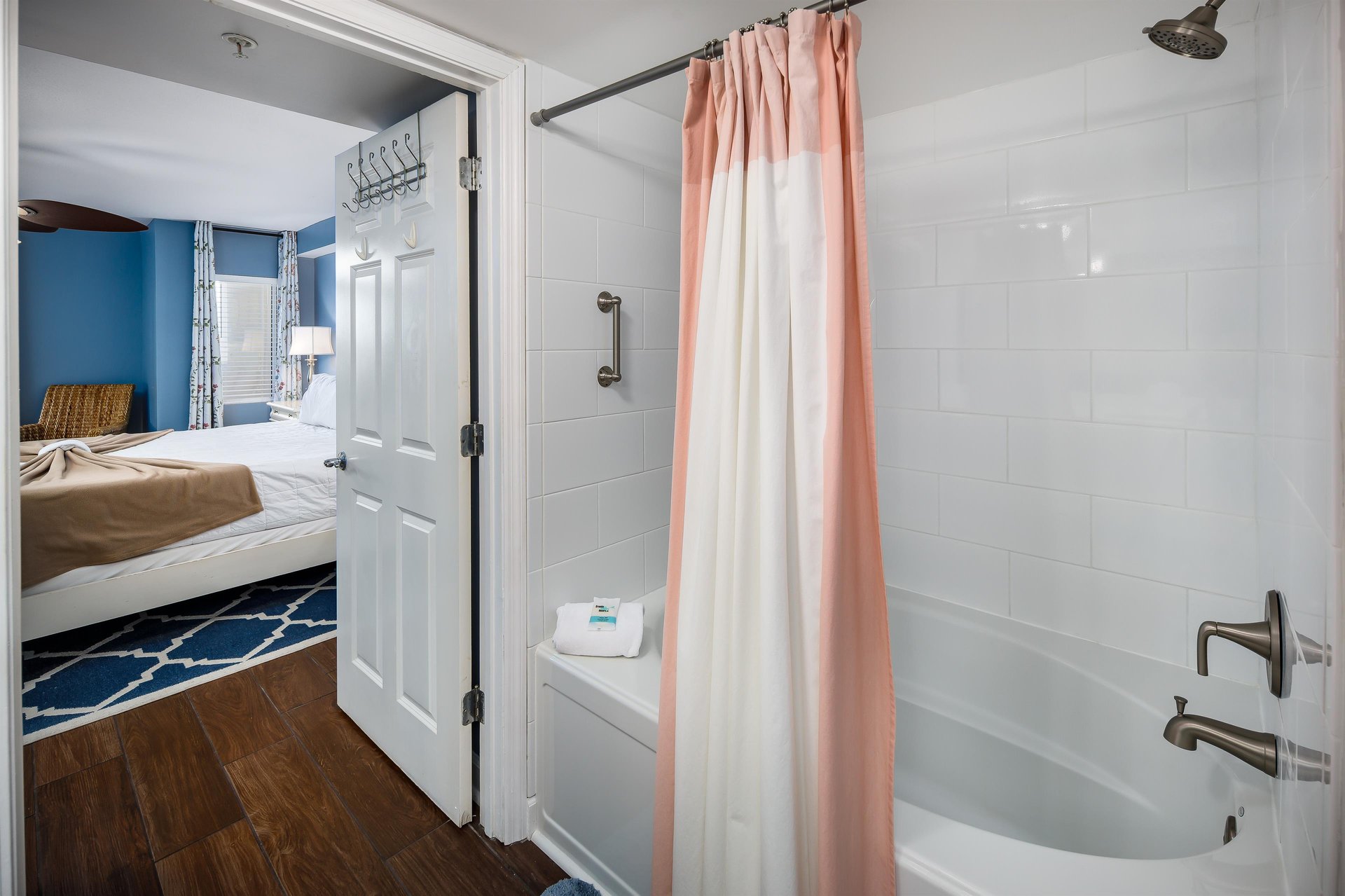 Enjoy a nice warm bath after a long day on the beach, or enjoy a quick shower to rinse off the sand and salt.