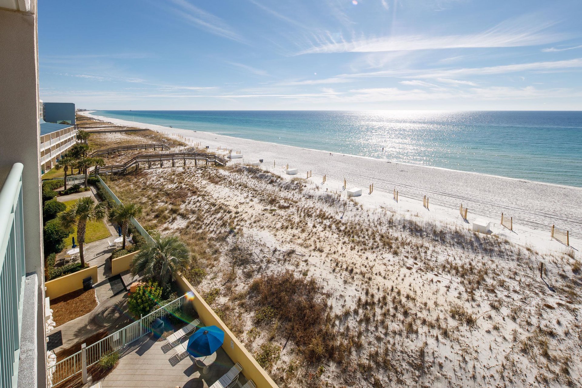 You can see emerald water n white sugary beaches for miles