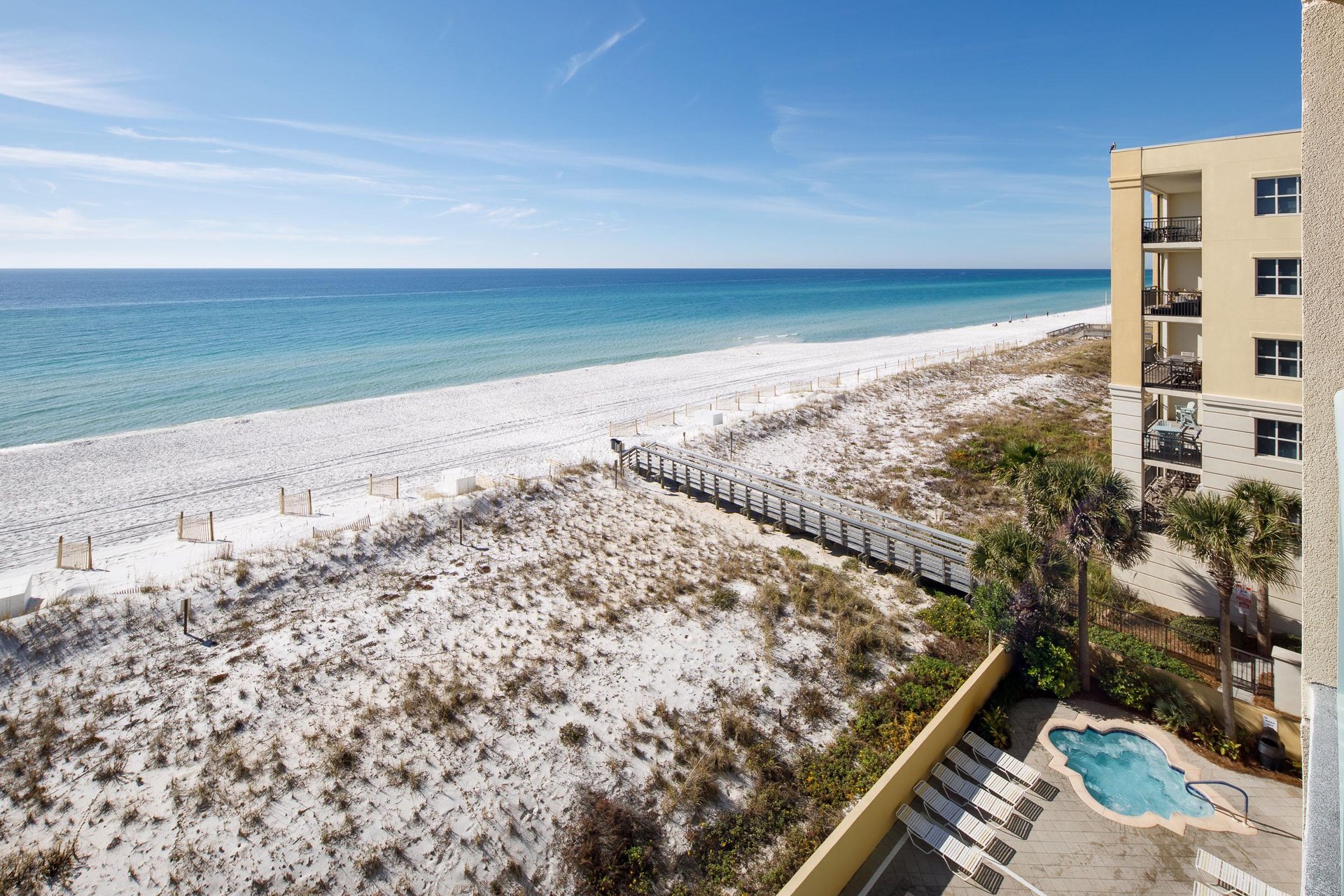 You can see the beach access from the balcony.