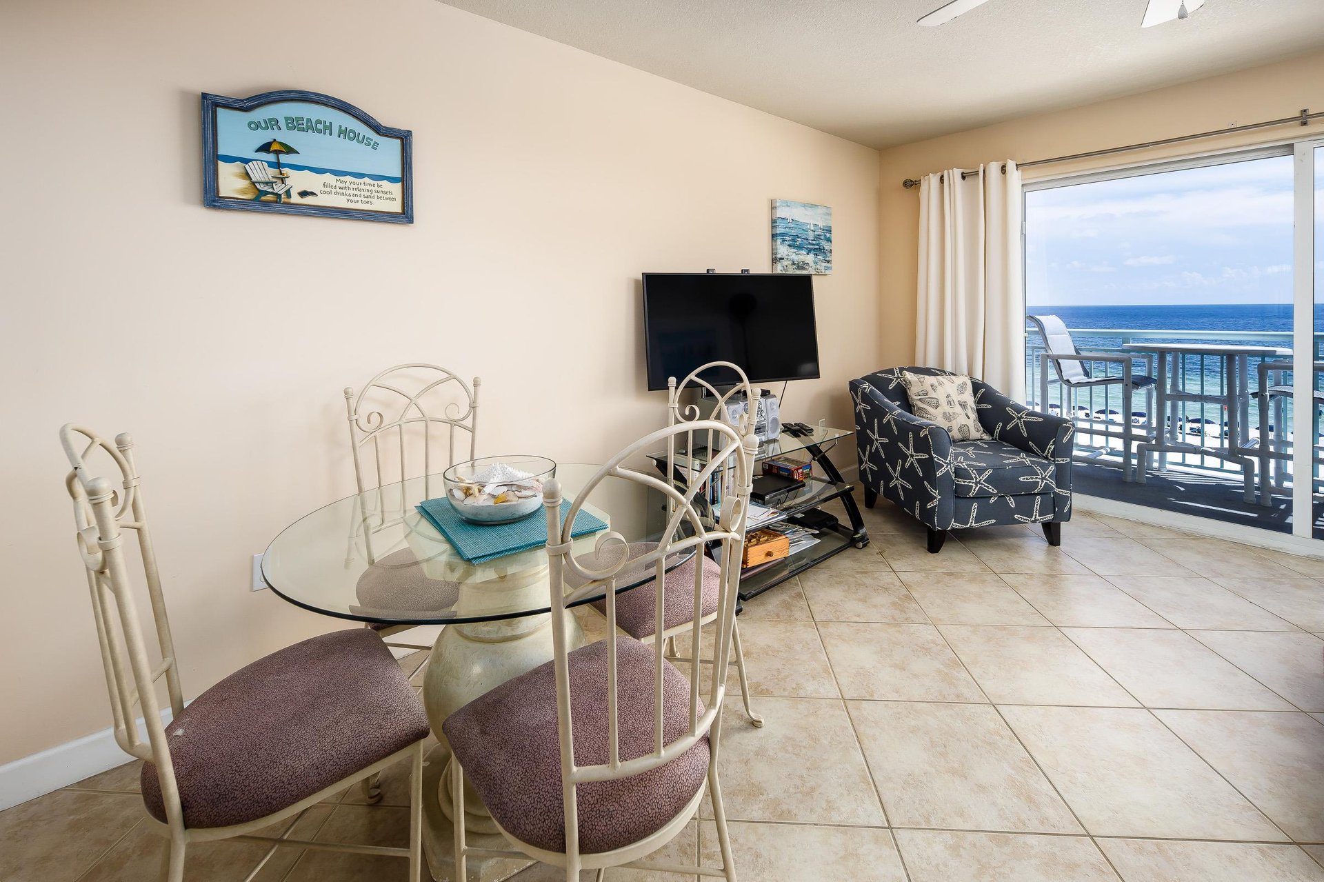 This elegant table seats four.