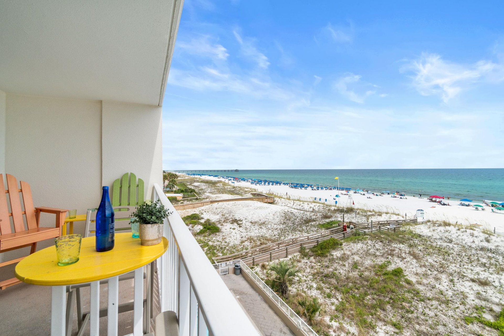 Have a seat and indulge in unforgettable sunrises and sunsets from the comfort of this private balcony.