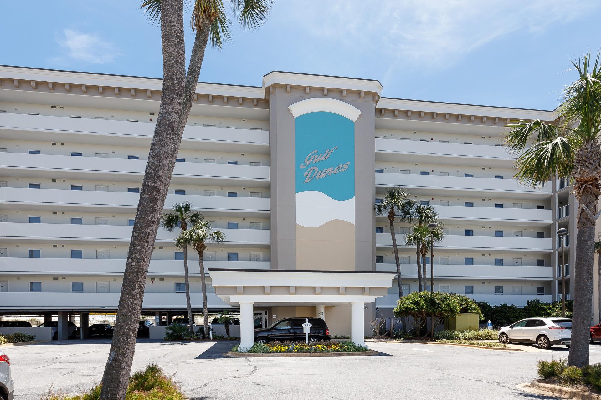 Gulf Dunes has garage parking for some units but never fear, there is plenty of parking in the lot.