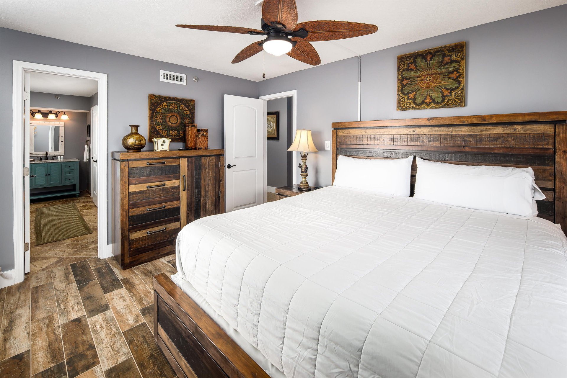 Featuring a comfortable king size bed.