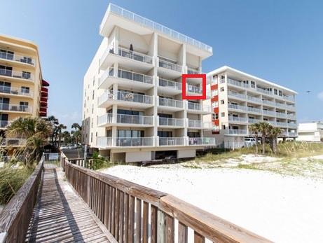 Red square indicates location of unit balcony