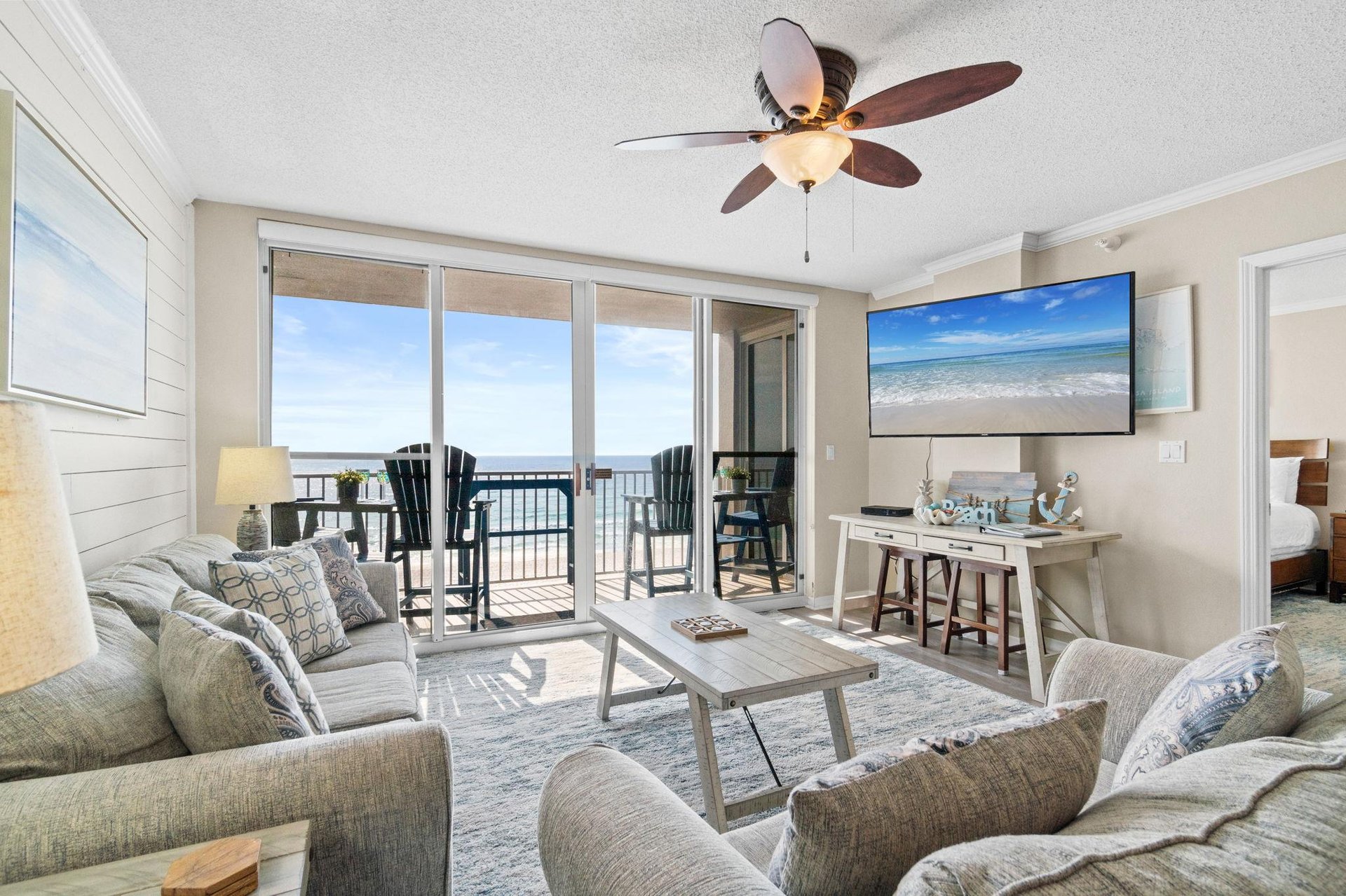 Living Room Bright and airy space with stunning ocean views and stylish decor invites relaxation